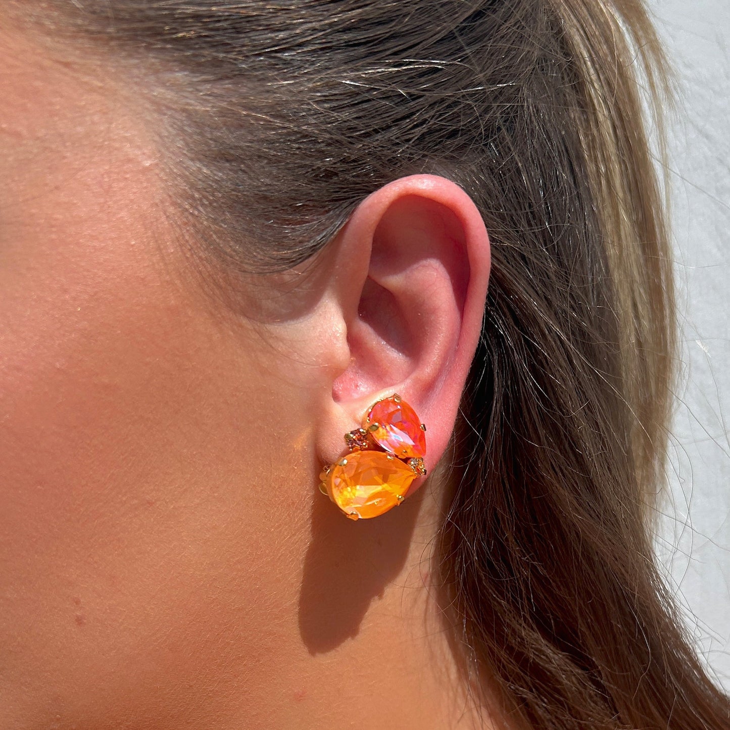 Boucles d’oreilles Liora Mango Crézus cristaux orange corail