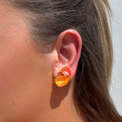 Boucles d’oreilles Liora Mango Crézus cristaux orange corail