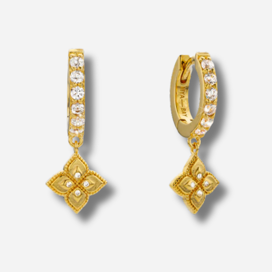 Boucles Lotus Delhi Mya Bay dorées avec fleur de lotus