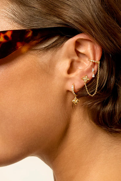 Boucles Lotus Delhi Mya Bay dorées avec fleur de lotus