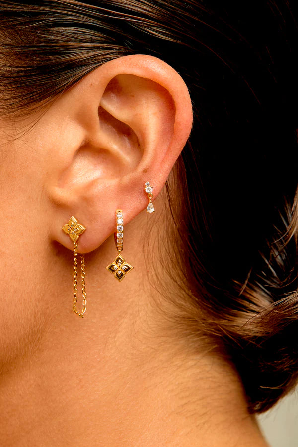 Boucles Lotus Delhi Mya Bay dorées avec fleur de lotus