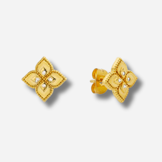 Boucles Lotus Mya Bay dorées fleur zircon