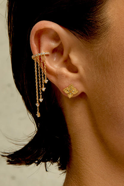 Boucles Lotus Mya Bay dorées fleur zircon