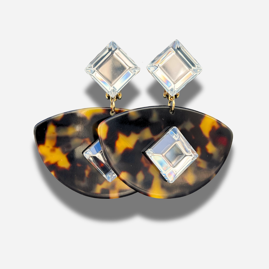 Boucles Luna L Écaille Tokyo Francine Bramli Paris à clip en résine effet écaille