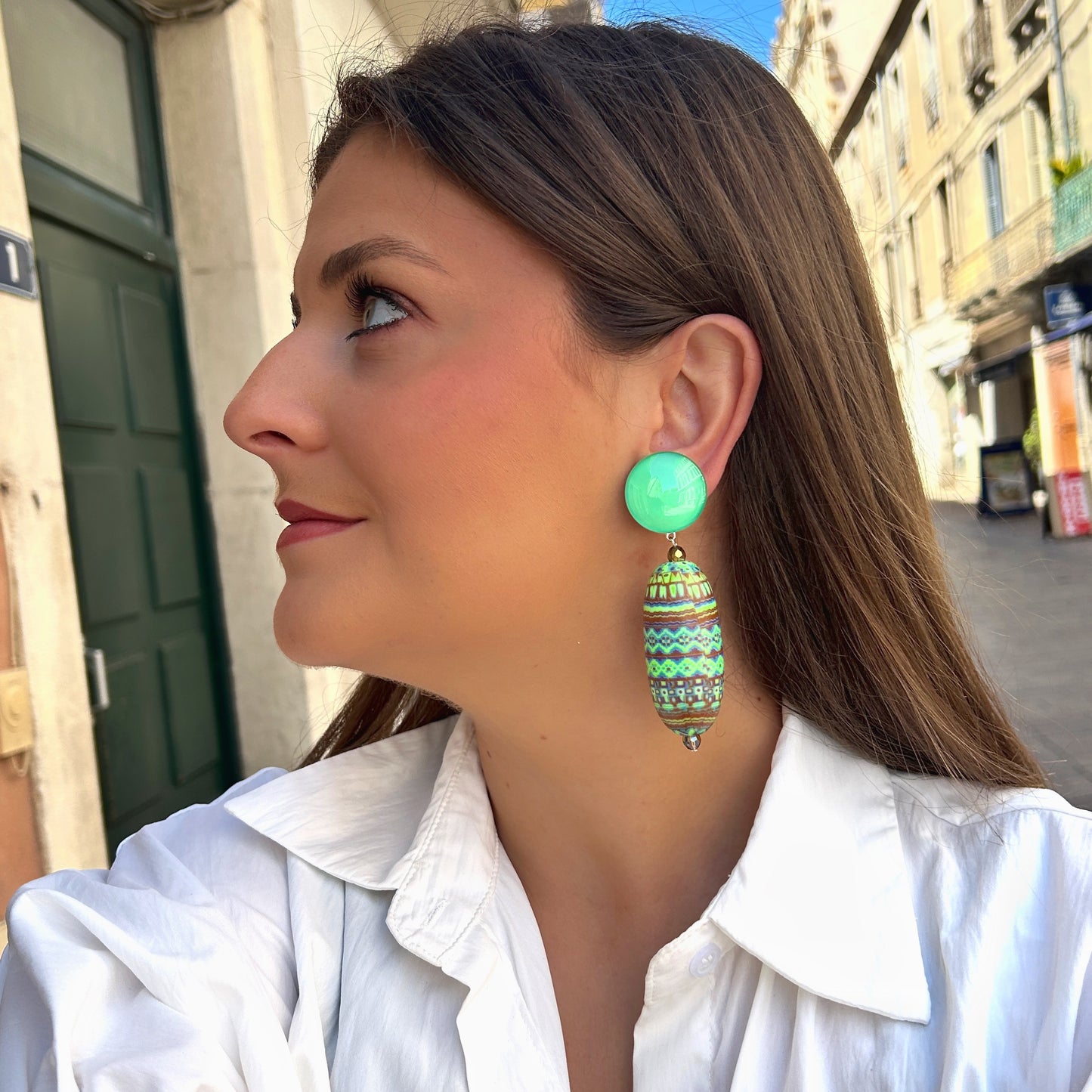 Boucles ethniques turquoise Francine Bramli Paris