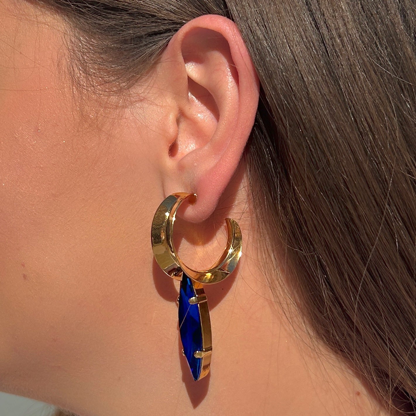Boucles d’oreilles Lustra Azur Crézus pierre bleu azur