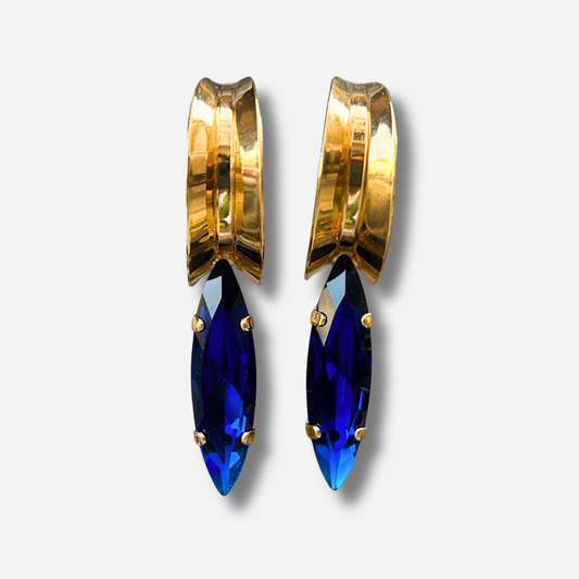 Boucles Lustra Azur Crézus créoles dorées cristal bleu