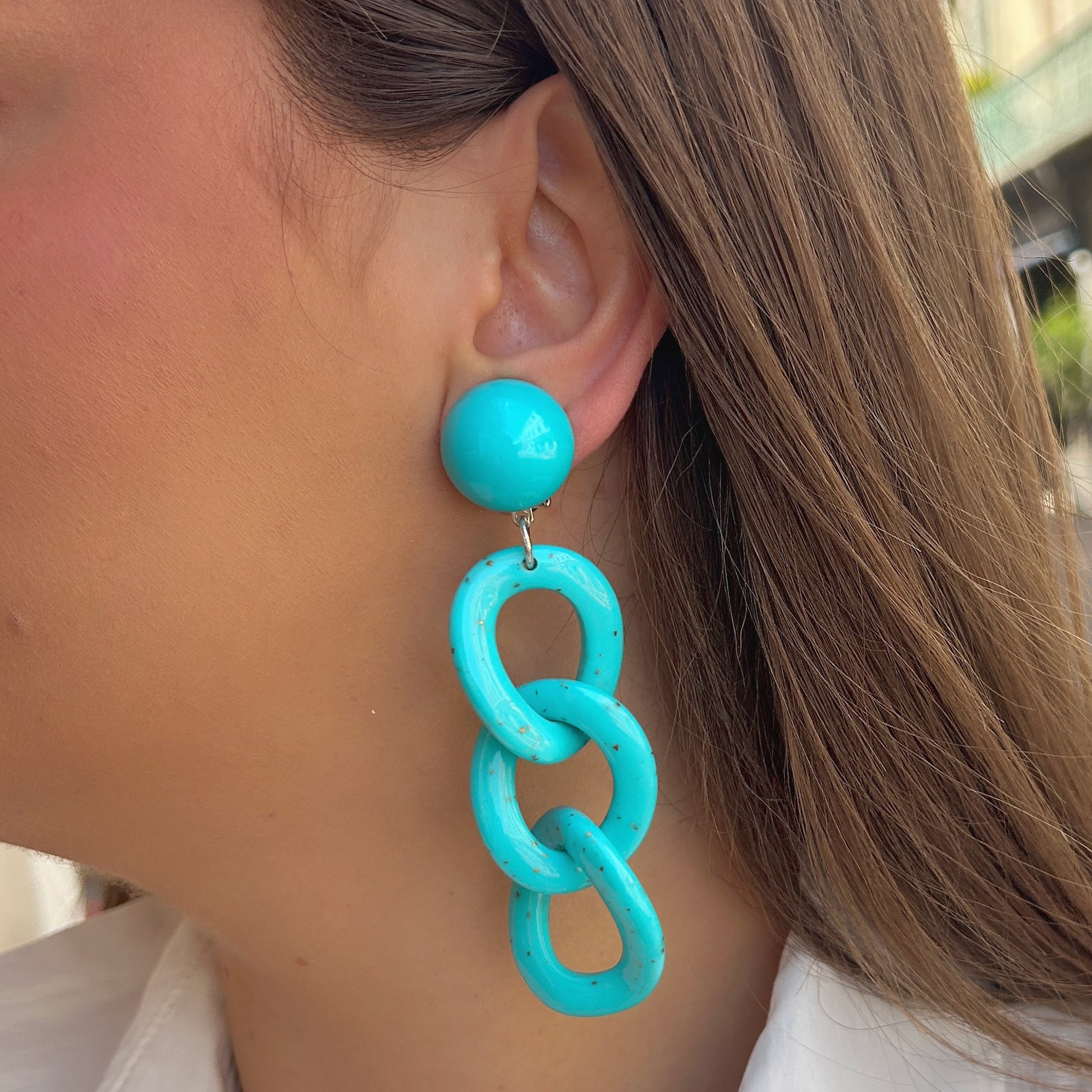 Boucles Maillons Turquoise Francine Bramli Paris