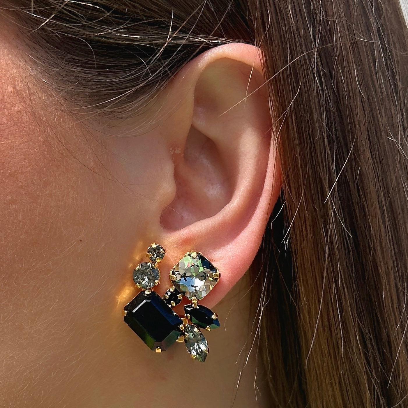 Boucles élégantes noir et doré femme Crézus
