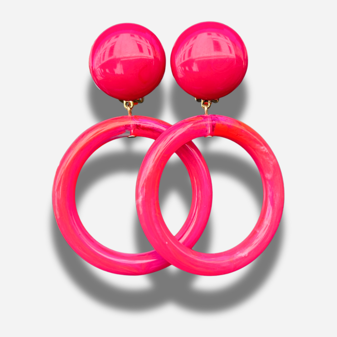 Boucles Mila Rose fluo résine créoles XXL femme tendance