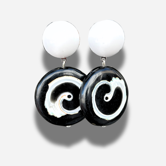 Boucles Natural noir Francine Bramli Paris motif spirale noir blanc