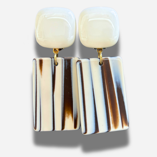 Boucles Noa Rayures Francine Bramli Paris noir et blanc – Divinity Sète