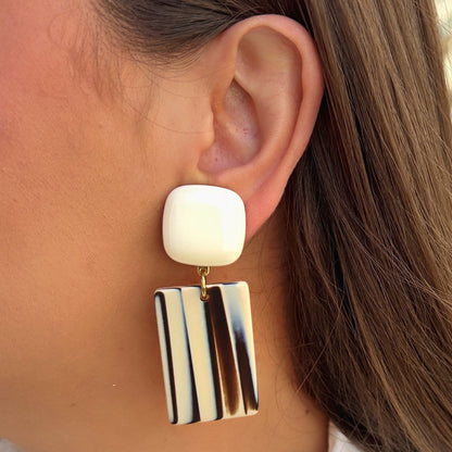 Boucles Noa Rayures Francine Bramli Paris noir et blanc – Divinity Sète
