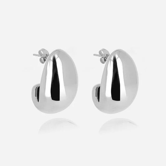 Boucles d’oreilles Ace ZAG en acier inoxydable argenté en forme de goutte sculpturale