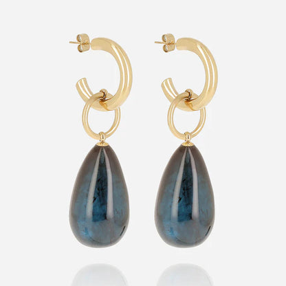 Boucles d’oreilles Alban ZAG en acier inoxydable doré avec pendentif goutte colorée