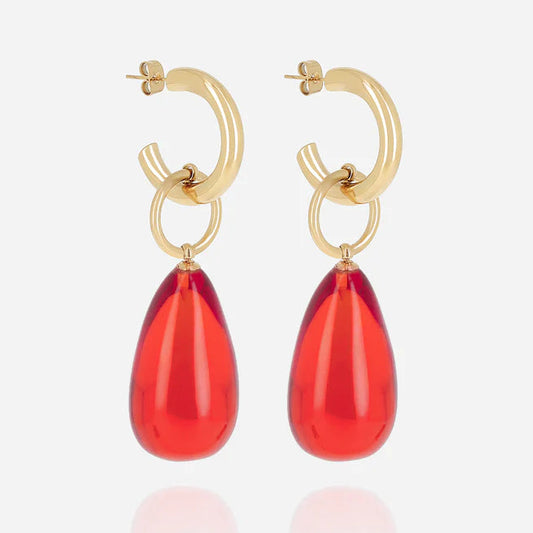 Boucles d’oreilles Alban ZAG en acier inoxydable doré avec pendentif goutte colorée