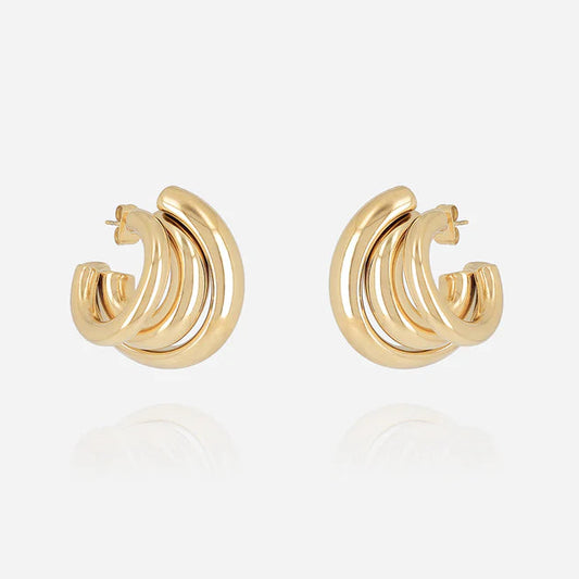 Boucles d’oreilles Amaya ZAG en acier inoxydable doré avec effet multi créoles