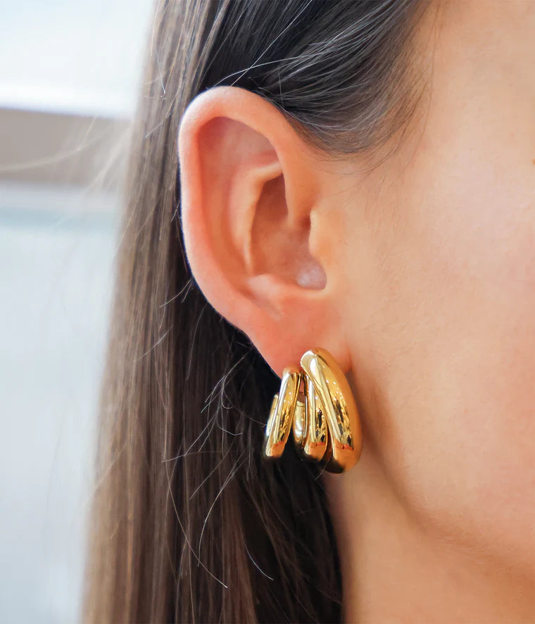 Boucles d’oreilles Amaya ZAG en acier inoxydable doré avec effet multi créoles