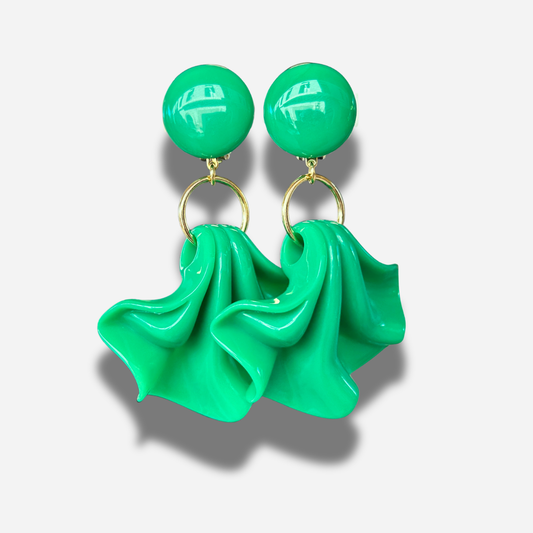 Boucles d’oreilles Amelia vert Francine Bramli Paris résine pendantes