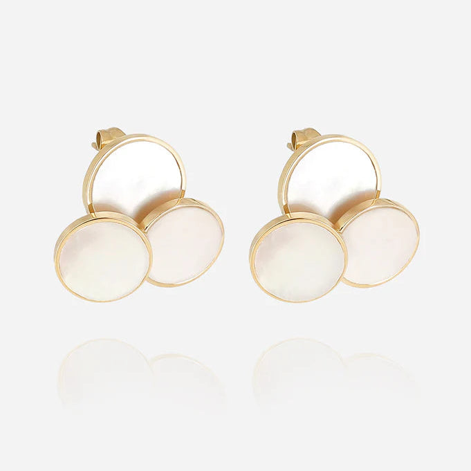 Boucles d’oreilles Anouk ZAG en acier inoxydable doré avec nacre blanche