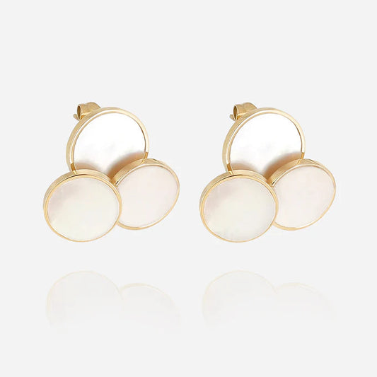 Boucles d’oreilles Anouk ZAG en acier inoxydable doré avec nacre blanche