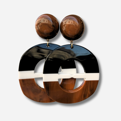 Boucles d’oreilles Anthea Natural marron noir et blanc Francine Bramli Paris
