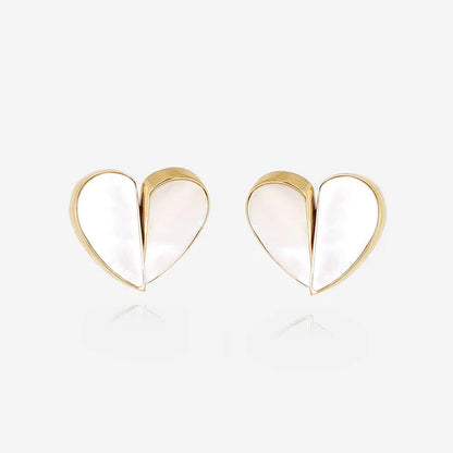 Boucles d’oreilles Basilio ZAG en acier inoxydable doré avec nacre blanche en forme de cœur
