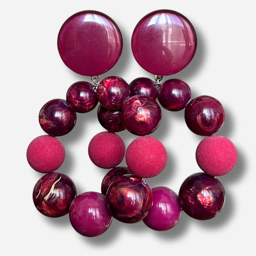 Boucles d’oreilles Bastille Bordeaux à perles rondes Francine Bramli Paris
