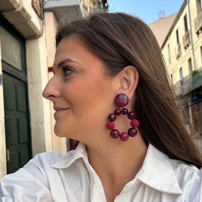 Boucles d’oreilles Bastille Bordeaux à perles rondes Francine Bramli Paris
