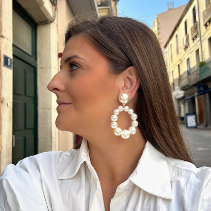 Boucles d’oreilles Bastille Perles XS blanches nacrées Francine Bramli Paris
