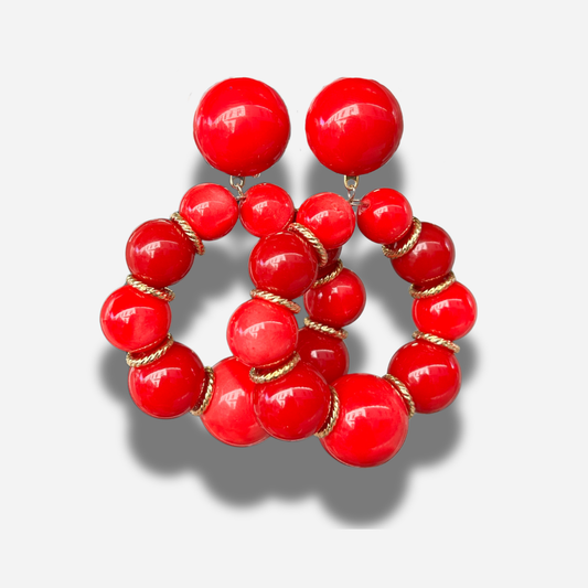 Boucles d’oreilles Bastille rouge Francine Bramli Paris créoles perles résine