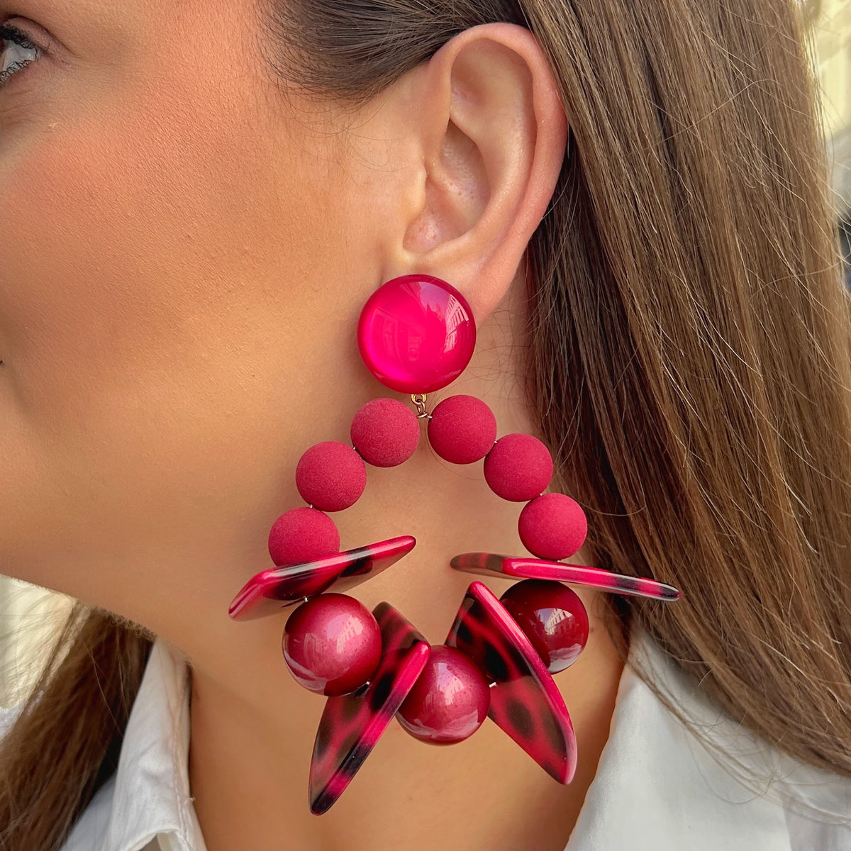 Boucles d’oreilles Bastille XL Bordeaux Francine Bramli Paris
