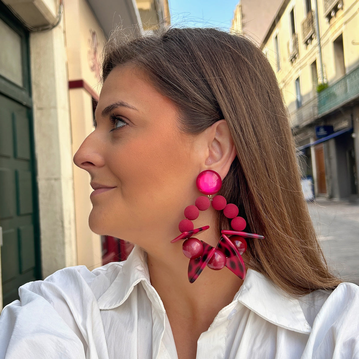 Boucles d’oreilles Bastille XL Bordeaux Francine Bramli Paris
