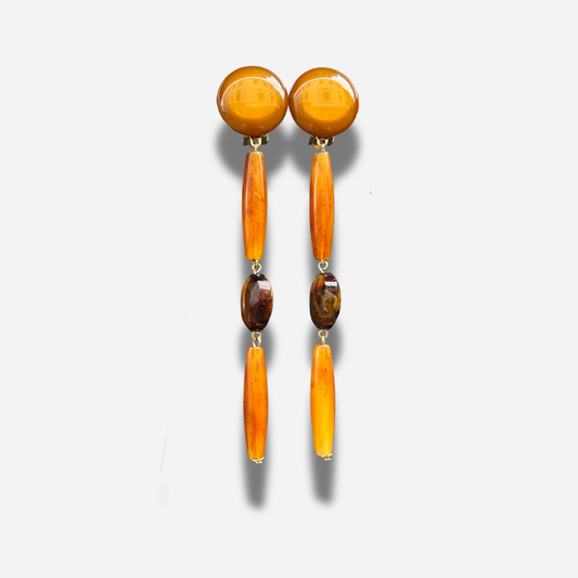 BOUCLES D'OREILLES - BATON AMBRE