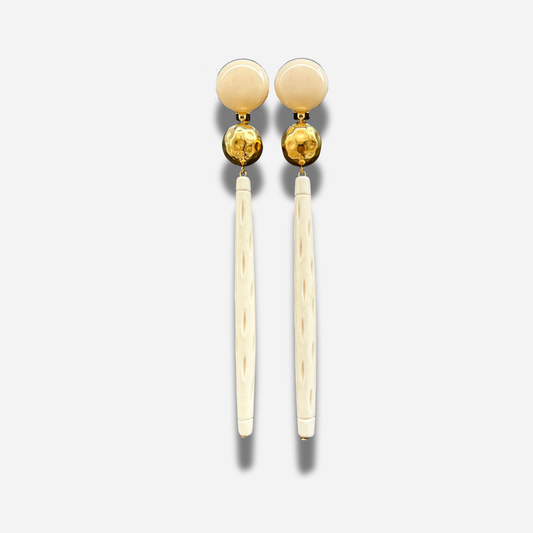 BOUCLES D'OREILLES - BATON BEIGE XL
