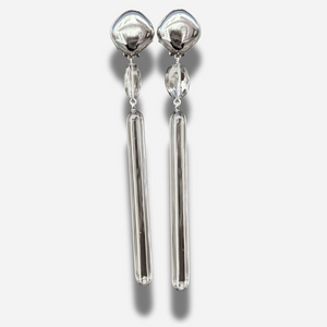 Boucles Bâton XL silver Francine Bramli Paris longues pendantes argentées