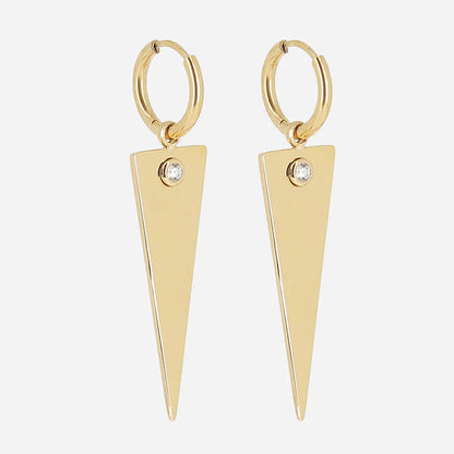 Boucles d’oreilles Bepo ZAG en acier inoxydable doré avec pendentif triangulaire et zirconium