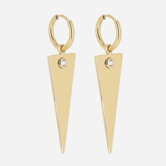Boucles d’oreilles Bepo ZAG en acier inoxydable doré avec pendentif triangulaire et zirconium