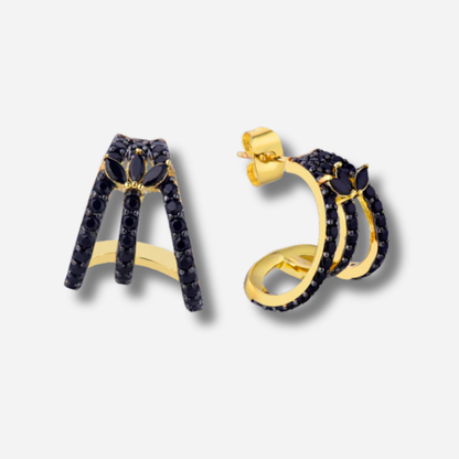 Boucles d’oreilles Black Malia Mya Bay dorées avec strass noirs