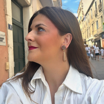 Boucles d’oreilles Brinco Bronze à strass Francine Bramli Paris
