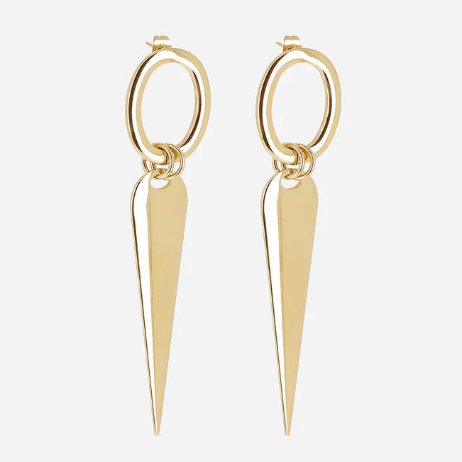 Boucles d’oreilles Brogy ZAG en acier inoxydable doré avec pendentif pointe allongée