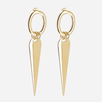 Boucles d’oreilles Brogy ZAG en acier inoxydable doré avec pendentif pointe allongée