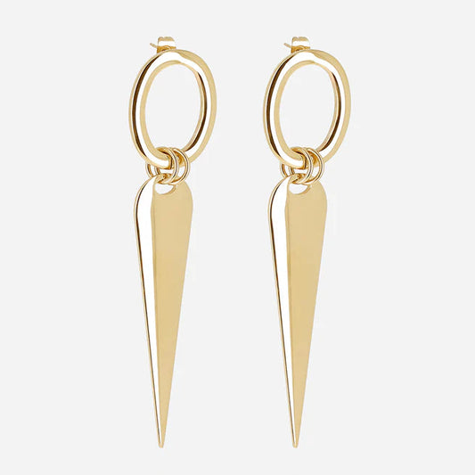 Boucles d’oreilles Brogy ZAG en acier inoxydable doré avec pendentif pointe allongée
