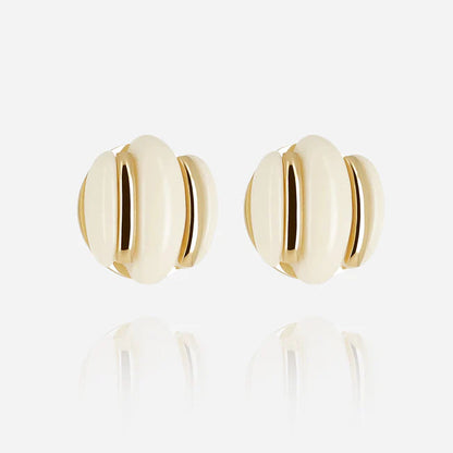 Boucles d’oreilles Cabras ZAG en acier inoxydable doré et résine ivoire