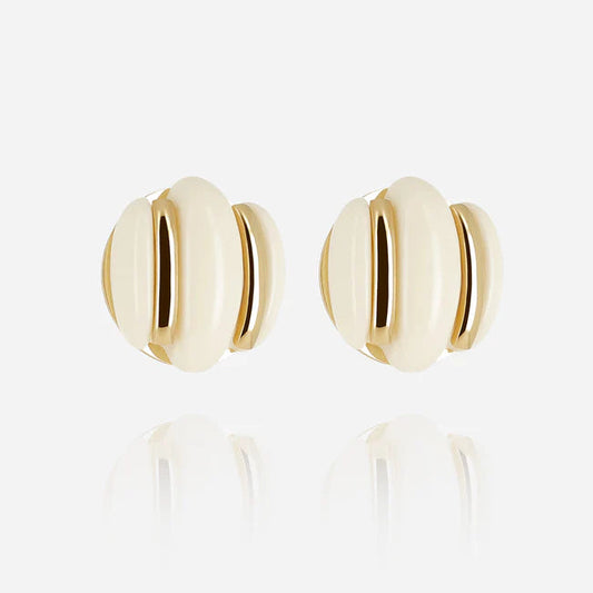 Boucles d’oreilles Cabras ZAG en acier inoxydable doré et résine ivoire