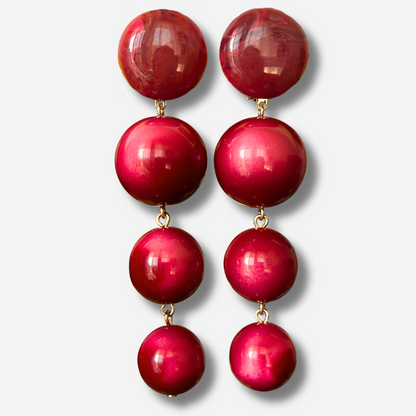 Boucles d’oreilles Cascade Bordeaux longues à perles Francine Bramli Paris
