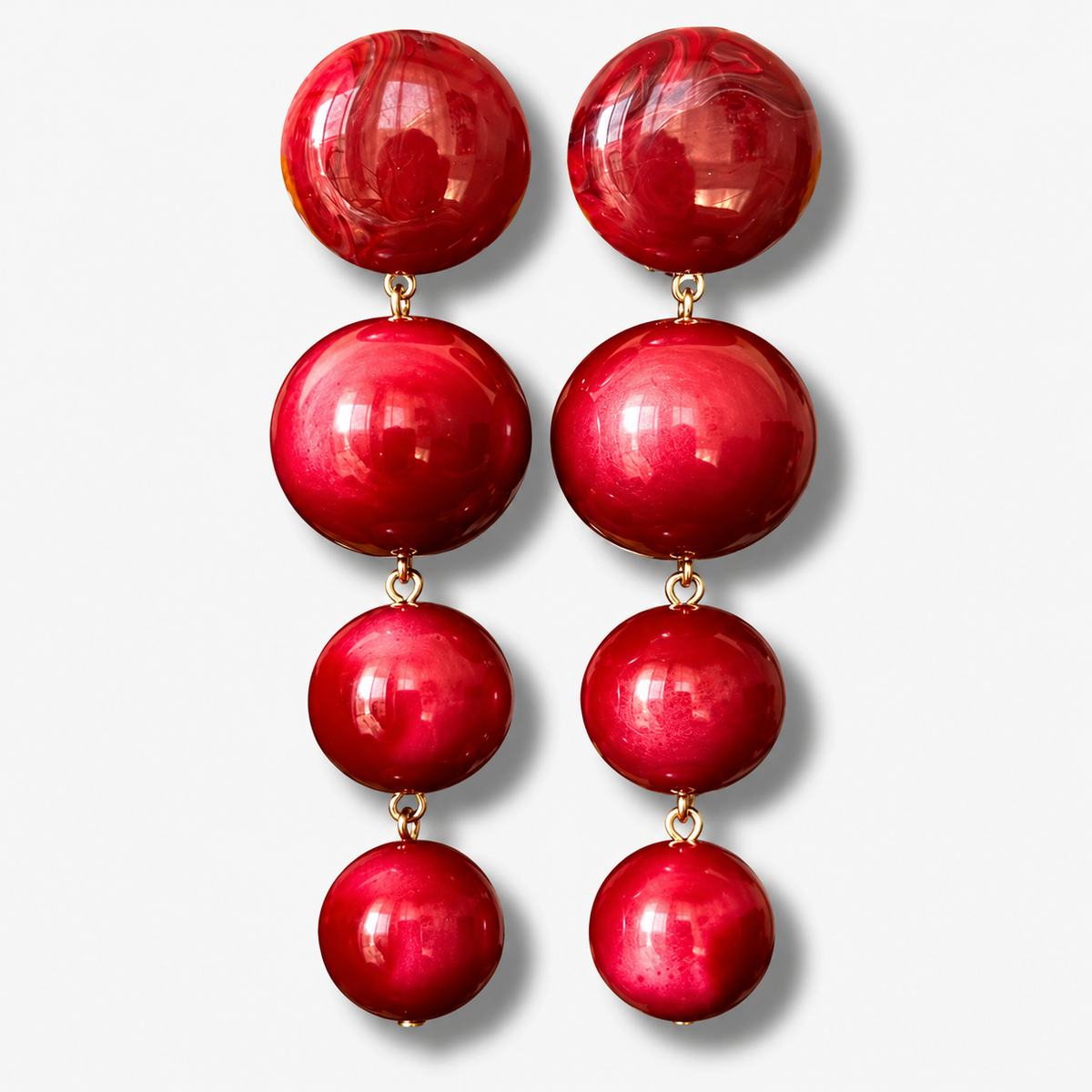 Boucles d’oreilles Cascade Bordeaux longues à perles Francine Bramli Paris
