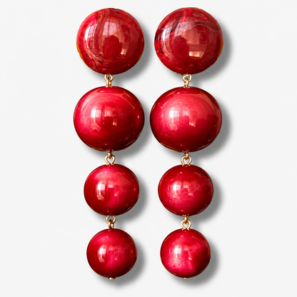 Boucles d’oreilles Cascade Bordeaux longues à perles Francine Bramli Paris

