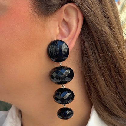 Boucles d’oreilles Cascade Noir Francine Bramli Paris
