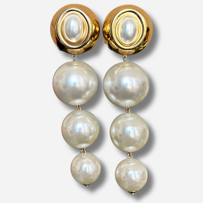 Boucles d’oreilles Cascade Perles Gold nacrées Francine Bramli Paris
